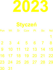 kalendarz PL -2023 - styczeń 6 - obrazy, fototapety, plakaty
