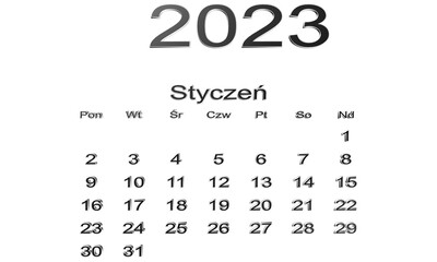 kalendarz PL -2023 - styczeń 10 - obrazy, fototapety, plakaty