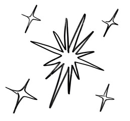 black line star doodle freehand sketch drawing shape form abstrct element of night sky shining art