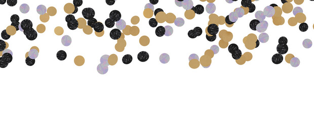 Golden confetti falling down isolated on transparent background.