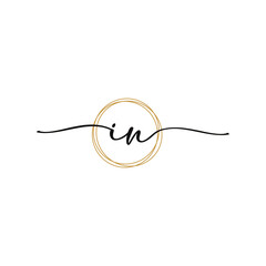 Letter I N Initial Beauty Logo Template