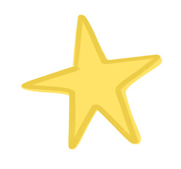 Yellow bright star doodle freehand sketch drawing shape form abstrct element of night sky shining art