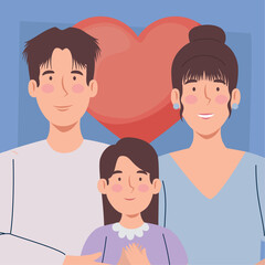 Obraz premium korean parents and daughter with heart