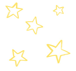 Yellow bright star doodle freehand sketch drawing shape form abstrct element of night sky shining art
