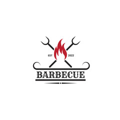 barbecue logo vintage retro style vector design
