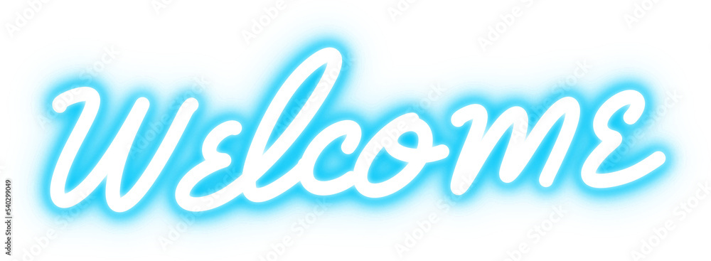 Aufkleber welcome text in neon light for design element. green bulb neon light isolated background