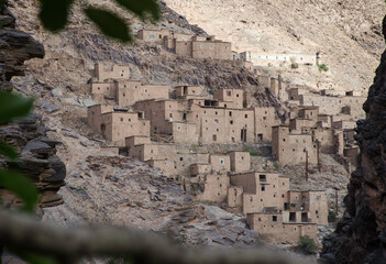 ancient village, castle on hills, in the Moroccan mountains, beautiful nature, large valleys,...