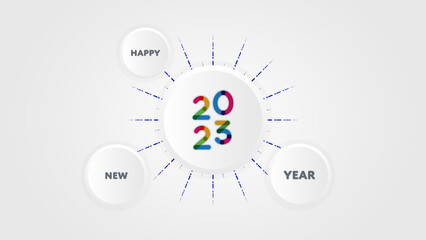 Happy new year 2023. Annual event celebration background template for promotion, banner, business, card, greeting.