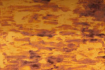 Background, texture of poorly painted metal with yellow paint
