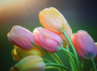 Tulips in the Sun. All occasion greeting card art. Flower art. 