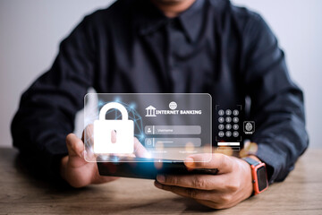 People use internet banking on smartphones.
