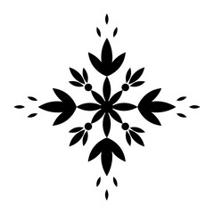 Christmas hand drawn snowflake. Decorative openwork snowflake with curls. Winter design element. Happy New Year vector illustration isolated on a white background