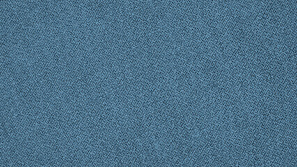 Fototapeta na wymiar Blue woven surface close up. Linen textile texture. Fabric net background. Textured braided len wallpaper. Macro