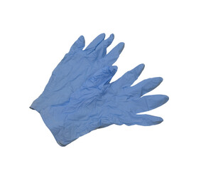 A pair of blue latex gloves