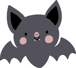 Boho Halloween - vector illustration in flat style. Bat on a transparent background