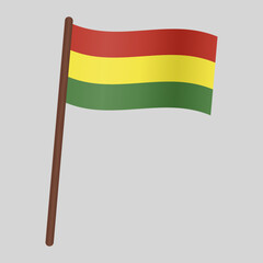 Flag of the country of Bolivia. Flag on the flagpole. vector illustration