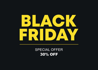 30% off. Special offer Black Friday. Campaign for retail, store. Vector illustration discount price