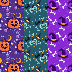 Naklejka na ściany i meble Collection of halloween patterns suitable for wallpaper