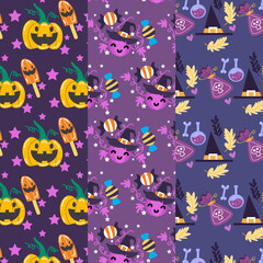 Naklejka na ściany i meble Collection of halloween patterns suitable for wallpaper