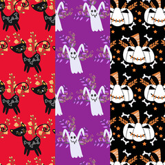 Fototapeta na wymiar Collection of halloween patterns suitable for wallpaper