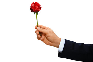 Gesture series: hand hands over a rose - 540304259
