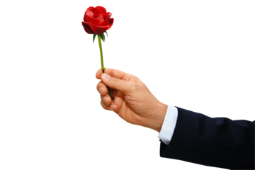 Gesture series: hand hands over a rose