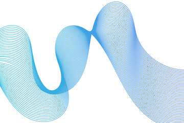 Abstract modern blue wavy stylized blend lines on white background. blending gradient colors. Vector illustration lines created using blend tool.