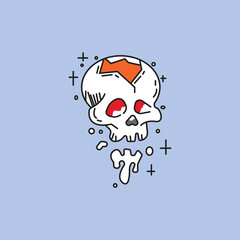 horrible broken skull head mascot logo vector icon