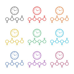 Timeline icon isolated on white background. Set icons colorful