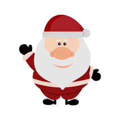 Santa Claus with a raised right hand. Cartoon character