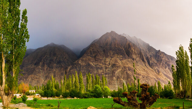 Beautiful landscape of Ladakh covering mountain range and sky