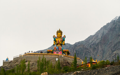 Beautiful Buddha statue at Diskit Monastery