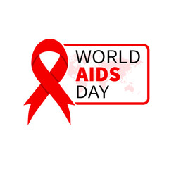 Aids Awareness Red Ribbon. World Aids Day concept. Vector Illustration.