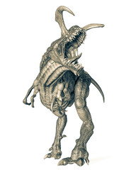 alien dinosaurs is calling in white background