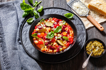 italian minestrone with beans, zucchini and pasta
