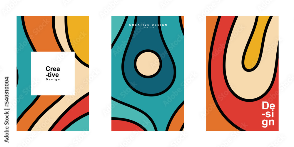 Leinwandbilder Abstract trendy geometric for poster template frame design. Abstract retro with outline and trendy color for flyer, banner, print and other creative project