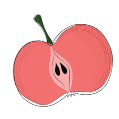 half an apple in cartoon style
