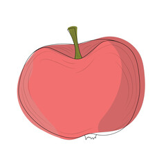 apple outline in cartoon style, cut apple outline for coloring isolated on white background