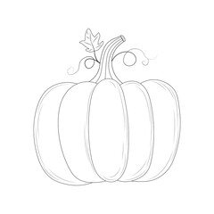 outline pumpkin in cartoon style, pumpkin for coloring isolated on white background