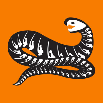 Snake skeleton halloween party sticker vector