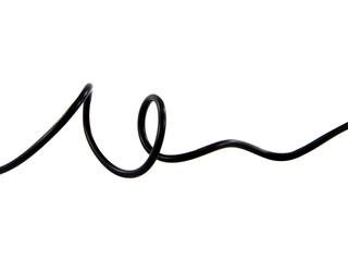 Black wire cable of usb and adapter isolated on white background.Electronic Connector.Selection focus.