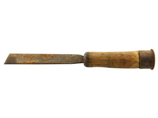 Chisel of carpenter tool isolated on white background.