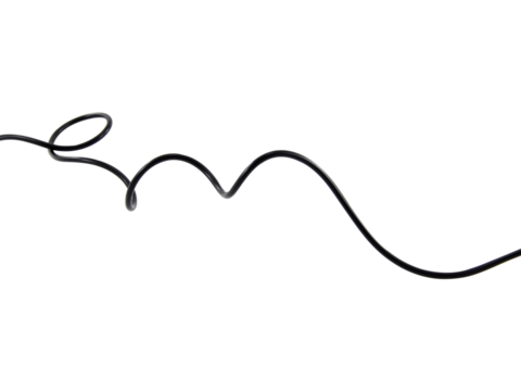 Black wire cable of usb and adapter isolated on white background.Electronic Connector.Selection focus.