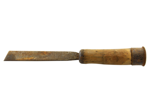Chisel of carpenter tool isolated on white background.