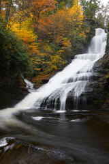 Fall foliage around Dingmans Falls in Pennsylvania