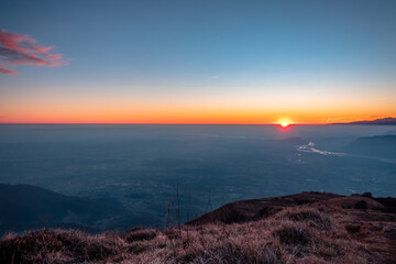 Winter sunset from an alpine peak of Friuli-Venezia Giulia