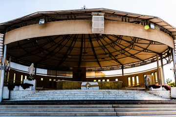 The altar behind the Great Church of Saint James (Our Lady of Medjugorje). Medjugorje, Bosnia and...
