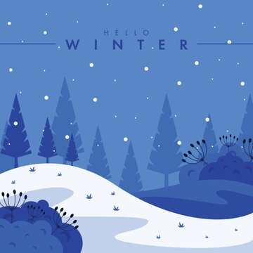 flat design beautiful winter background
