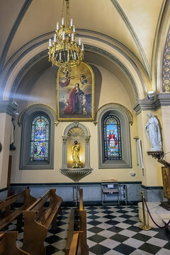Interior of Monaco Chapel of Saint Devote - Roman Catholic chapel dedicated to Saint Devota, the patron saint of Monaco. Monaco-Ville, Monaco. September 6, 2022.