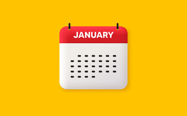 Calendar date 3d icon. January month icon. Event schedule Jan date. Meeting appointment planner. Agenda plan, Month schedule 3d calendar and Time planner. January day reminder. Vector